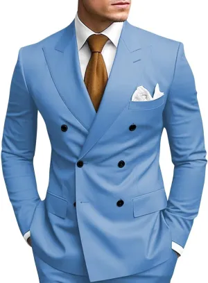2 Piece Double Breasted Suit Men Slim Fit Mens Double Breasted Blazer Pants Sets Wedding Prom Homecoming Suit