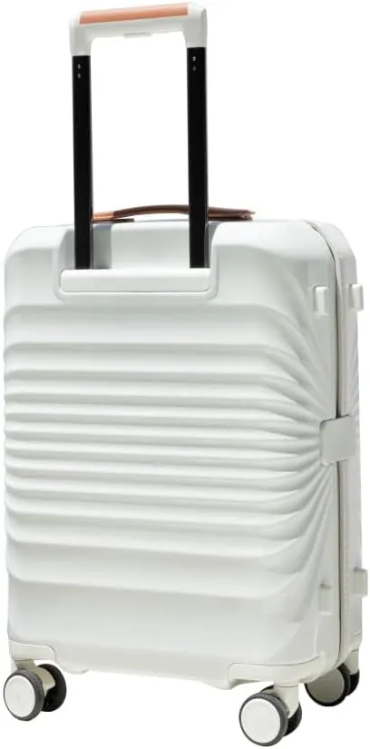 28" Lightweight Hardshell Luggage - Expandable Checked Suitcase with Lock, USB Charging Port & Wheel Lock - Spinner Wheels & Leather Handle (Creamy White   ABS PC)