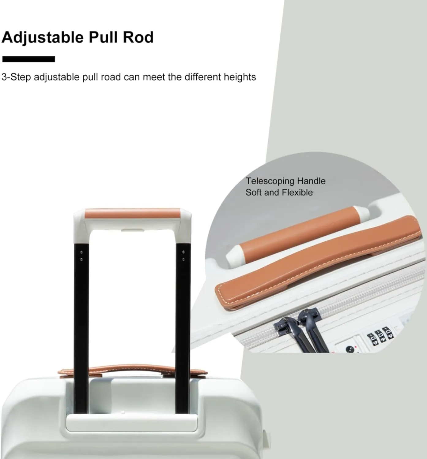 28" Lightweight Hardshell Luggage - Expandable Checked Suitcase with Lock, USB Charging Port & Wheel Lock - Spinner Wheels & Leather Handle (Creamy White   ABS PC)