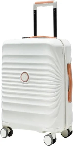 28" Lightweight Hardshell Luggage - Expandable Checked Suitcase with Lock, USB Charging Port & Wheel Lock - Spinner Wheels & Leather Handle (Creamy White   ABS PC)