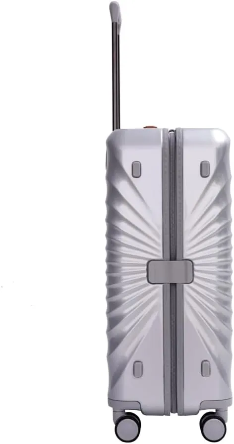 28" Lightweight Hardshell Luggage - Expandable Checked Suitcase with Lock, USB Charging Port & Wheel Lock - Spinner Wheels & Leather Handle (Silver   ABS PC)