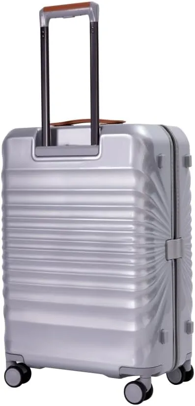 28" Lightweight Hardshell Luggage - Expandable Checked Suitcase with Lock, USB Charging Port & Wheel Lock - Spinner Wheels & Leather Handle (Silver   ABS PC)