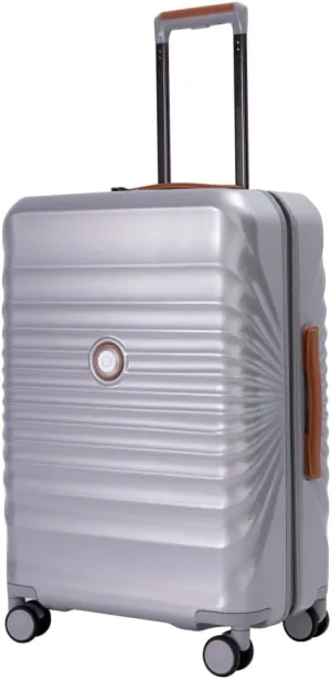 28" Lightweight Hardshell Luggage - Expandable Checked Suitcase with Lock, USB Charging Port & Wheel Lock - Spinner Wheels & Leather Handle (Silver   ABS PC)