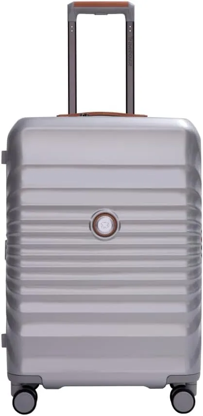 28" Lightweight Hardshell Luggage - Expandable Checked Suitcase with Lock, USB Charging Port & Wheel Lock - Spinner Wheels & Leather Handle (Silver   ABS PC)
