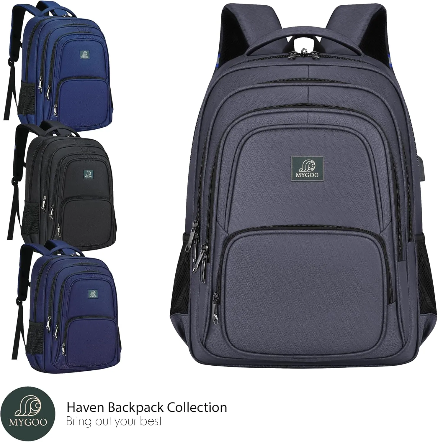 29L Dark Grey Carry On Travel Laptop Backpack | Unisex Bookbag with USB Port | Ideal for College Students, Teachers, and Travellers