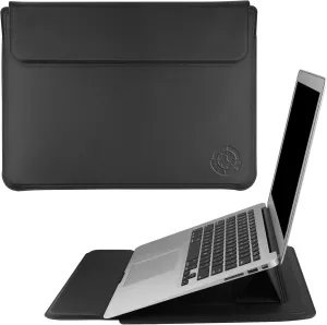 3-in-1 Laptop Sleeve Protective PU Leather Case Waterproof Shockproof Magnetic Closure Adjustable Stand Mouse Pad Lightweight 14-16 Inch Laptop and Tablet Universal Fit Portable Durable Colour Black
