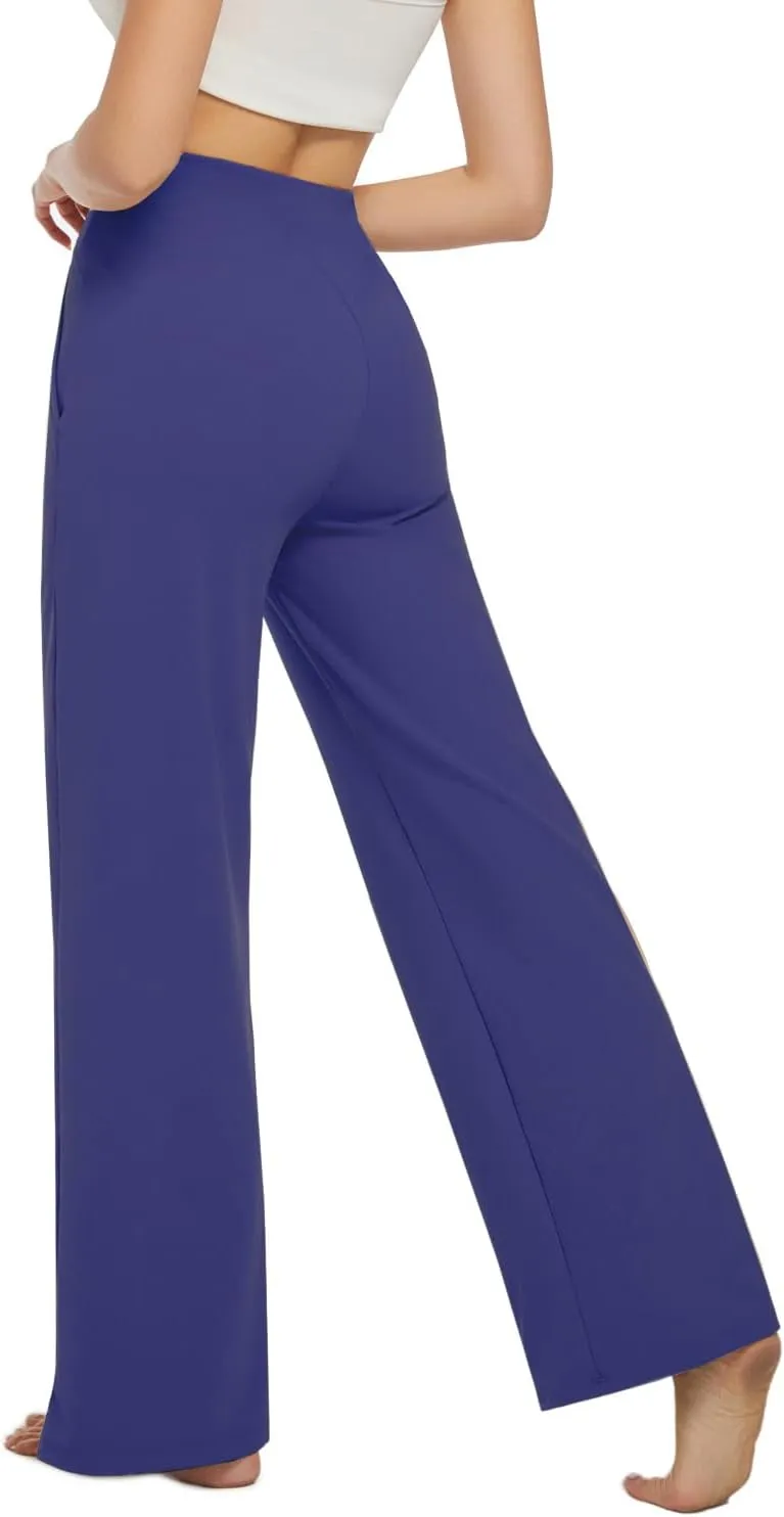 3 Pack Wide Leg Pants Woman Yoga Pants with Pockets Crossover Stretch Loose Casual Lounge Sweatpants