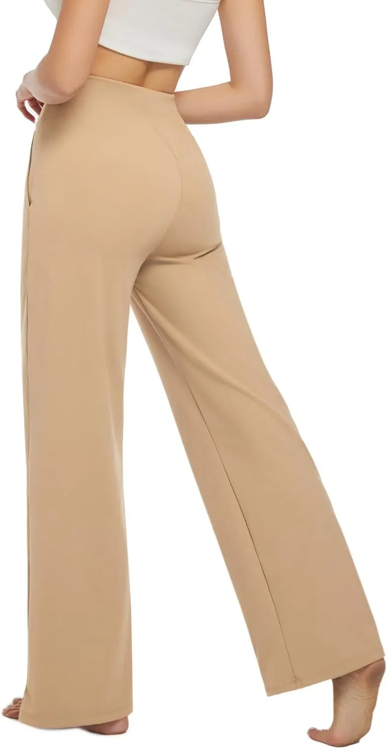 3 Pack Wide Leg Pants Woman Yoga Pants with Pockets Crossover Stretch Loose Casual Lounge Sweatpants
