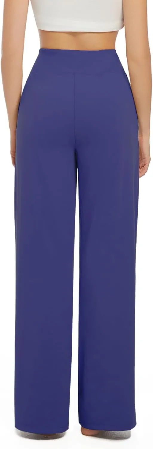 3 Pack Wide Leg Pants Woman Yoga Pants with Pockets Crossover Stretch Loose Casual Lounge Sweatpants