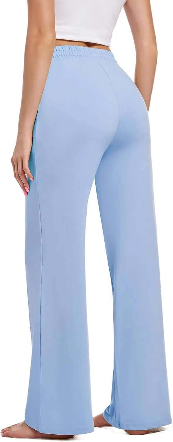 3 Pack Womens Yoga Sweatpants Wide Leg Lounge Pajamas Pants Drawstring Workout Comfy Joggers Sweatpants Pants Pockets