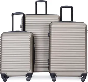 3-Piece ABS Hardshell Luggage Set (20"/24"/28") - Lightweight Spinner Suitcase w/TSA Lock, Nestable Design & 360 Wheels for Travel (Gold)