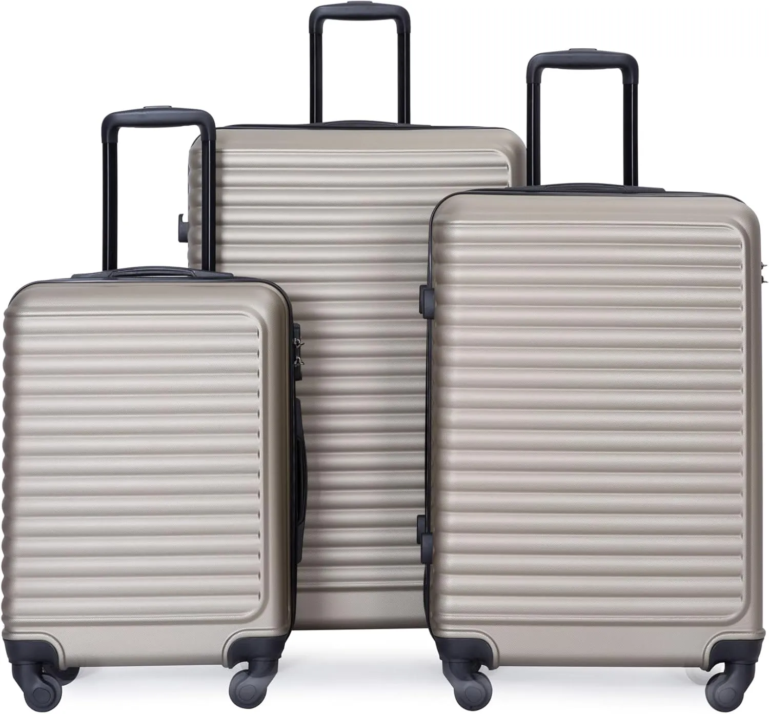 3-Piece ABS Hardshell Luggage Set (20"/24"/28") - Lightweight Spinner Suitcase w/TSA Lock, Nestable Design & 360 Wheels for Travel (Gold)