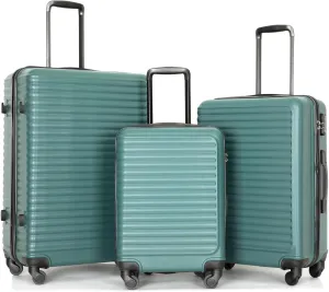 3-Piece ABS Hardshell Luggage Set (20"/24"/28") - Lightweight Spinner Suitcase w/TSA Lock, Nestable Design & 360 Wheels for Travel (Green)