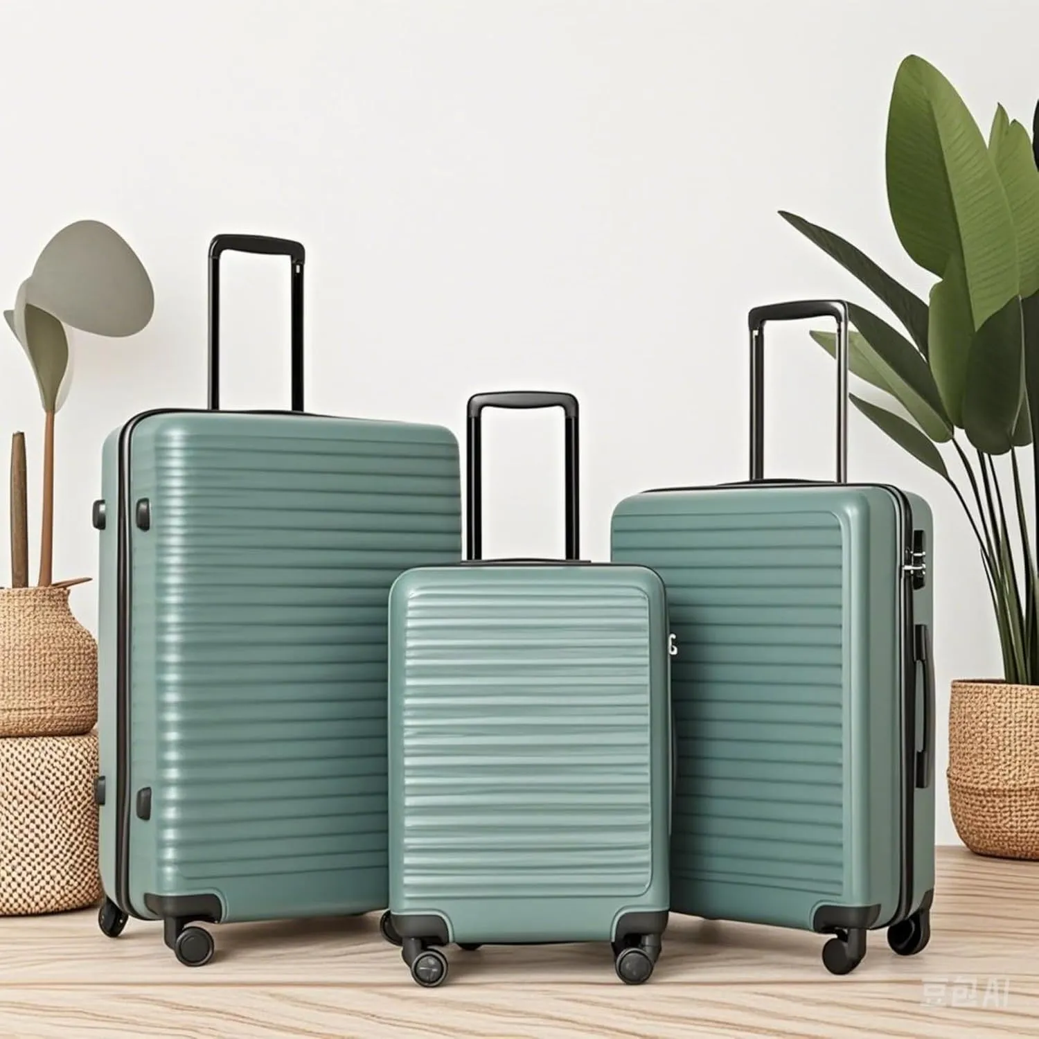 3-Piece ABS Hardshell Luggage Set (20"/24"/28") - Lightweight Spinner Suitcase w/TSA Lock, Nestable Design & 360 Wheels for Travel (Green)