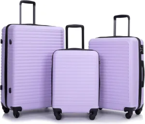 3-Piece ABS Hardshell Luggage Set (20"/24"/28") - Lightweight Spinner Suitcase w/TSA Lock, Nestable Design & 360 Wheels for Travel (Lavender Purple)