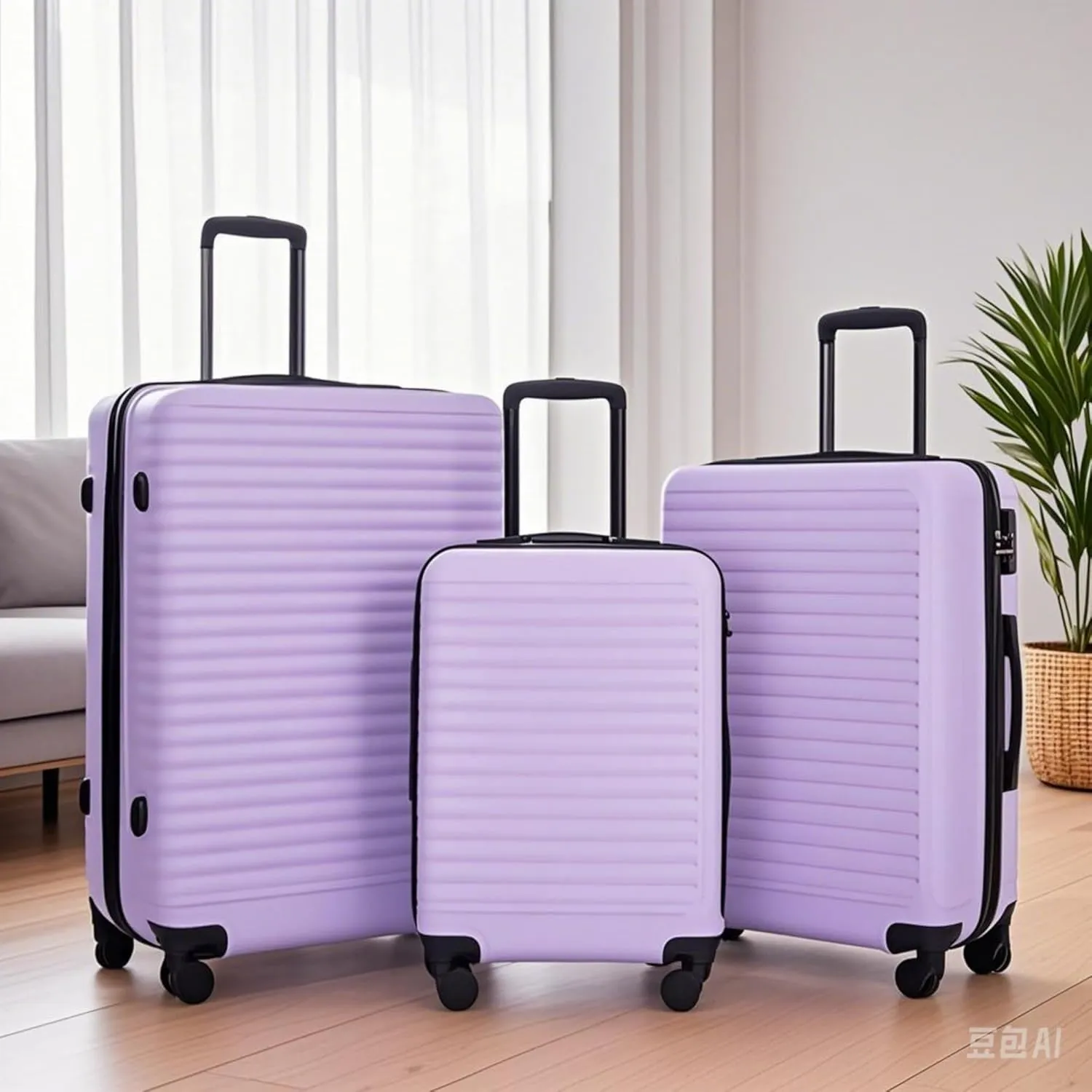 3-Piece ABS Hardshell Luggage Set (20"/24"/28") - Lightweight Spinner Suitcase w/TSA Lock, Nestable Design & 360 Wheels for Travel (Lavender Purple)