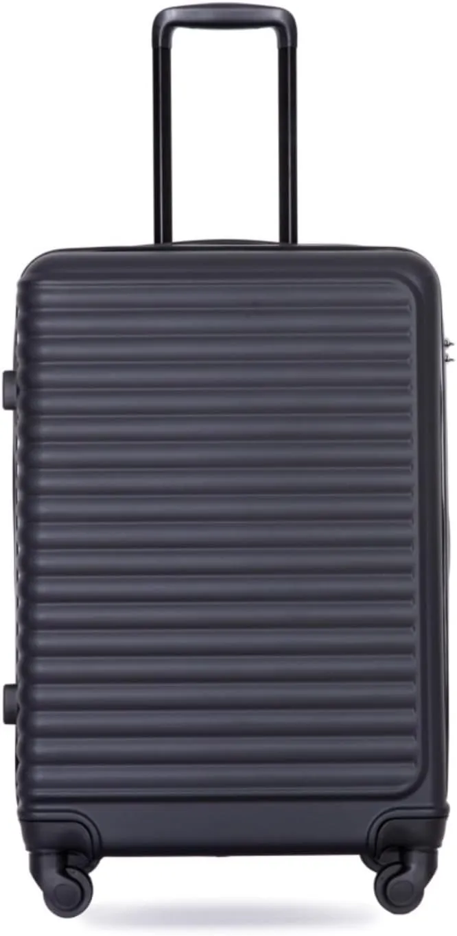 3-Piece ABS Luggage Set (20"/24"/28") - Lightweight Hardshell Suitcases with Lock, 360 Spinner Wheels & 2 Utility Hooks - Carry-On & Checked Luggage (Black   ABS)