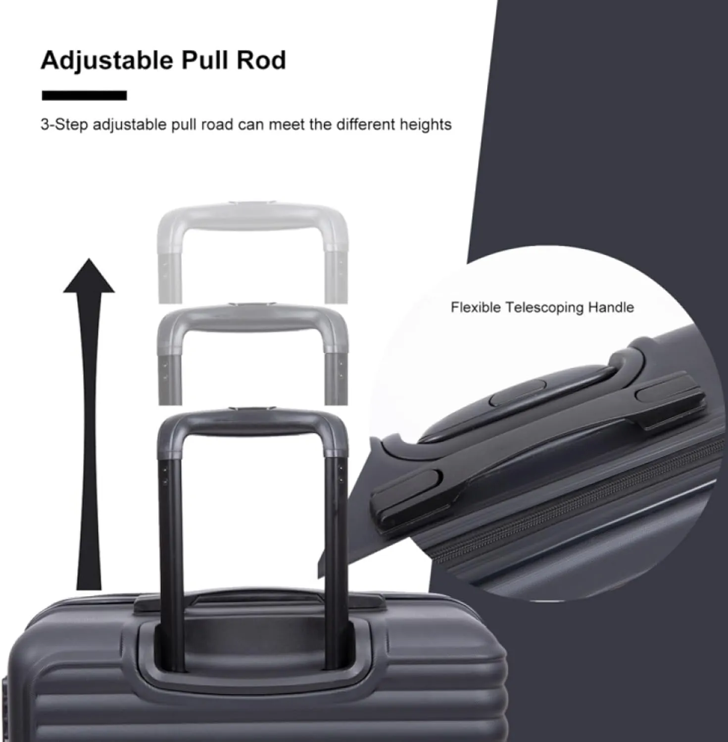 3-Piece ABS Luggage Set (20"/24"/28") - Lightweight Hardshell Suitcases with Lock, 360 Spinner Wheels & 2 Utility Hooks - Carry-On & Checked Luggage (Black   ABS)