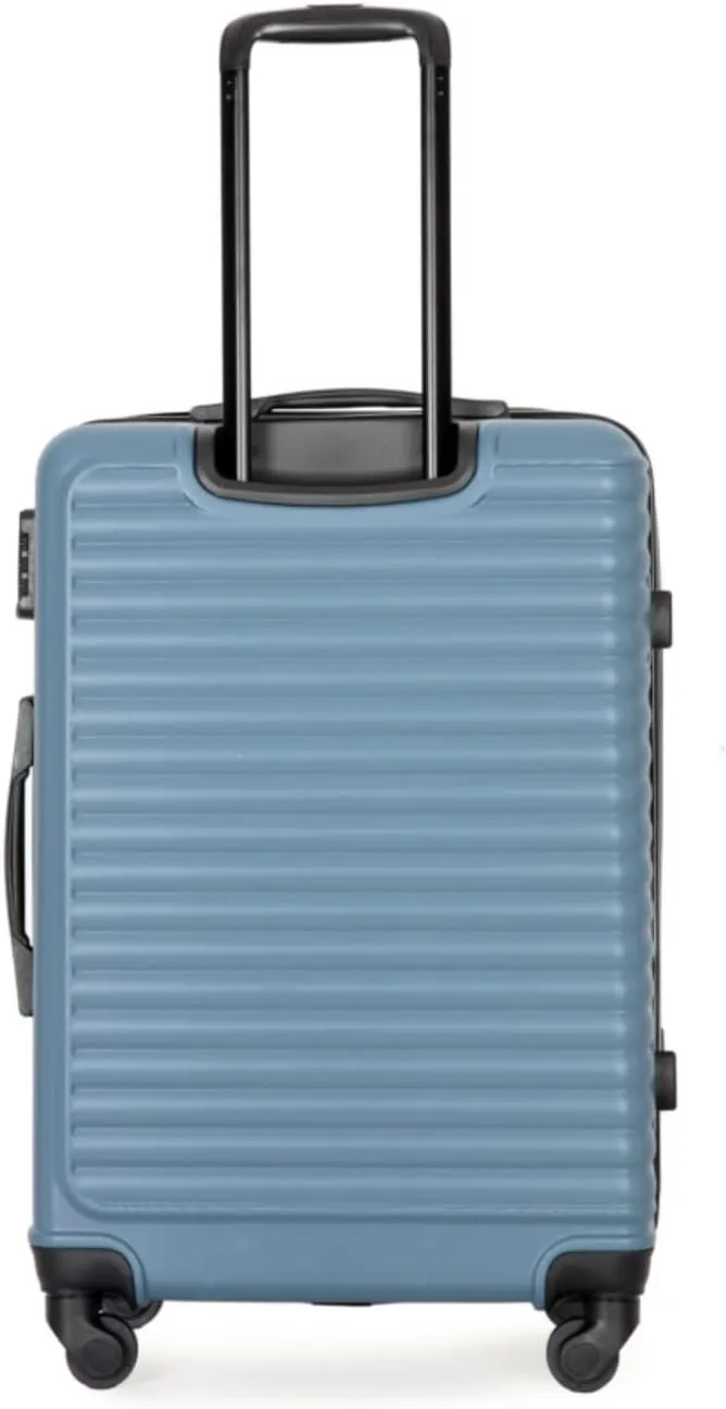 3-Piece ABS Luggage Set (20"/24"/28") - Lightweight Hardshell Suitcases with Lock, 360 Spinner Wheels & 2 Utility Hooks - Carry-On & Checked Luggage (Blue   ABS)