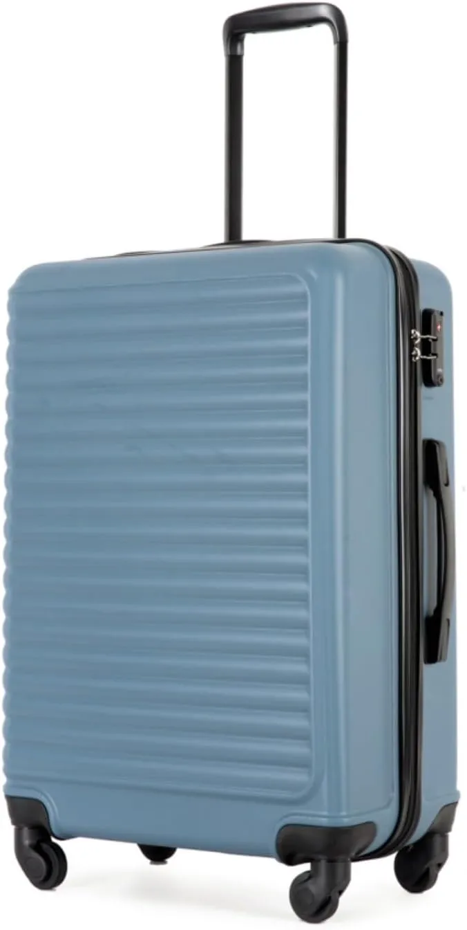3-Piece ABS Luggage Set (20"/24"/28") - Lightweight Hardshell Suitcases with Lock, 360 Spinner Wheels & 2 Utility Hooks - Carry-On & Checked Luggage (Blue   ABS)