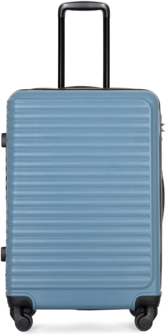 3-Piece ABS Luggage Set (20"/24"/28") - Lightweight Hardshell Suitcases with Lock, 360 Spinner Wheels & 2 Utility Hooks - Carry-On & Checked Luggage (Blue   ABS)