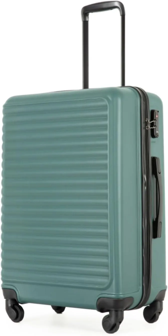 3-Piece ABS Luggage Set (20"/24"/28") - Lightweight Hardshell Suitcases with Lock, 360 Spinner Wheels & 2 Utility Hooks - Carry-On & Checked Luggage (Green   ABS)