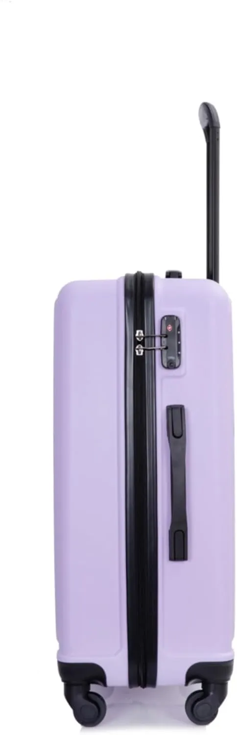 3-Piece ABS Luggage Set (20"/24"/28") - Lightweight Hardshell Suitcases with Lock, 360 Spinner Wheels & 2 Utility Hooks - Carry-On & Checked Luggage (Lavender purple   ABS)