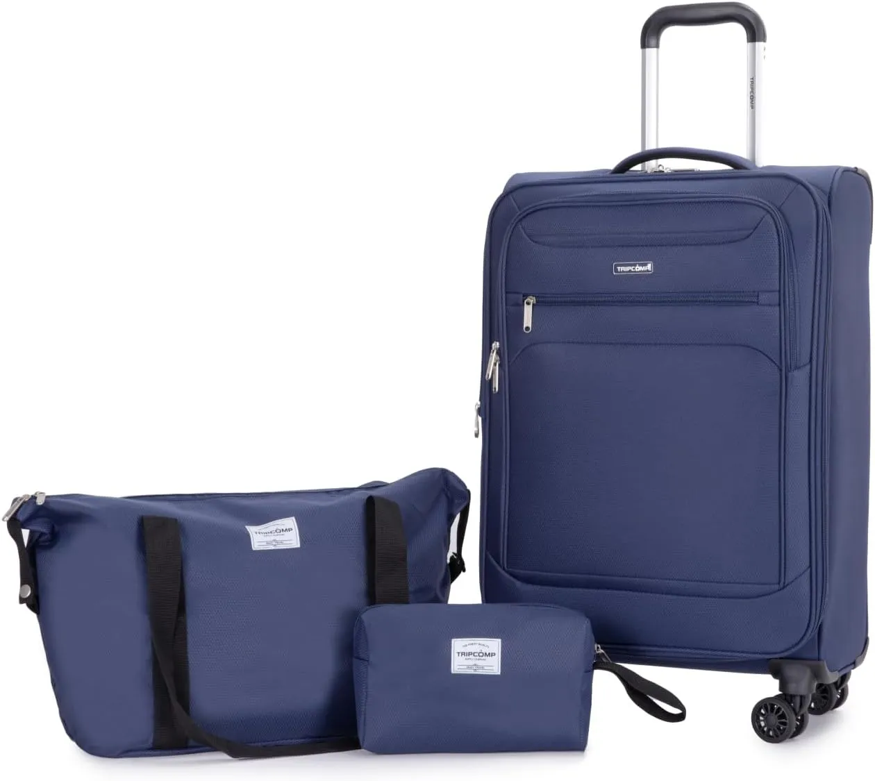 3-Piece Set (18"//Toiletry Bag),Softshell Suitcase Spinner Wheels Terylene Polyester Luggage Sets Carry On Suitcase Luggage Lightweight Blue