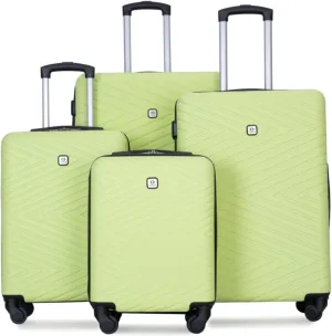 4-Piece ABS Luggage Set (16"/20"/24"/28") - Lightweight Hardshell Suitcases with Lock & 360 Spinner Wheels - Carry-On & Checked Luggage (Fluorescent Green   ABS)