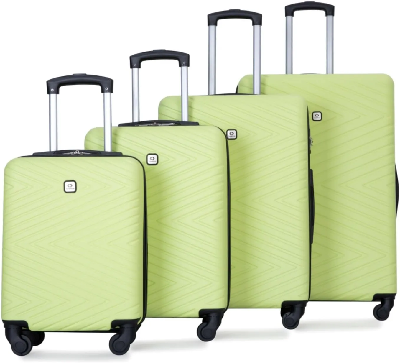 4-Piece ABS Luggage Set (16"/20"/24"/28") - Lightweight Hardshell Suitcases with Lock & 360 Spinner Wheels - Carry-On & Checked Luggage (Fluorescent Green   ABS)