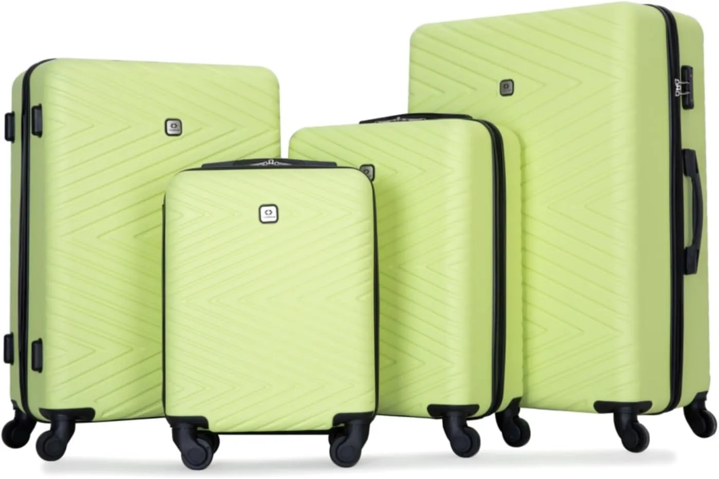 4-Piece ABS Luggage Set (16"/20"/24"/28") - Lightweight Hardshell Suitcases with Lock & 360 Spinner Wheels - Carry-On & Checked Luggage (Fluorescent Green   ABS)