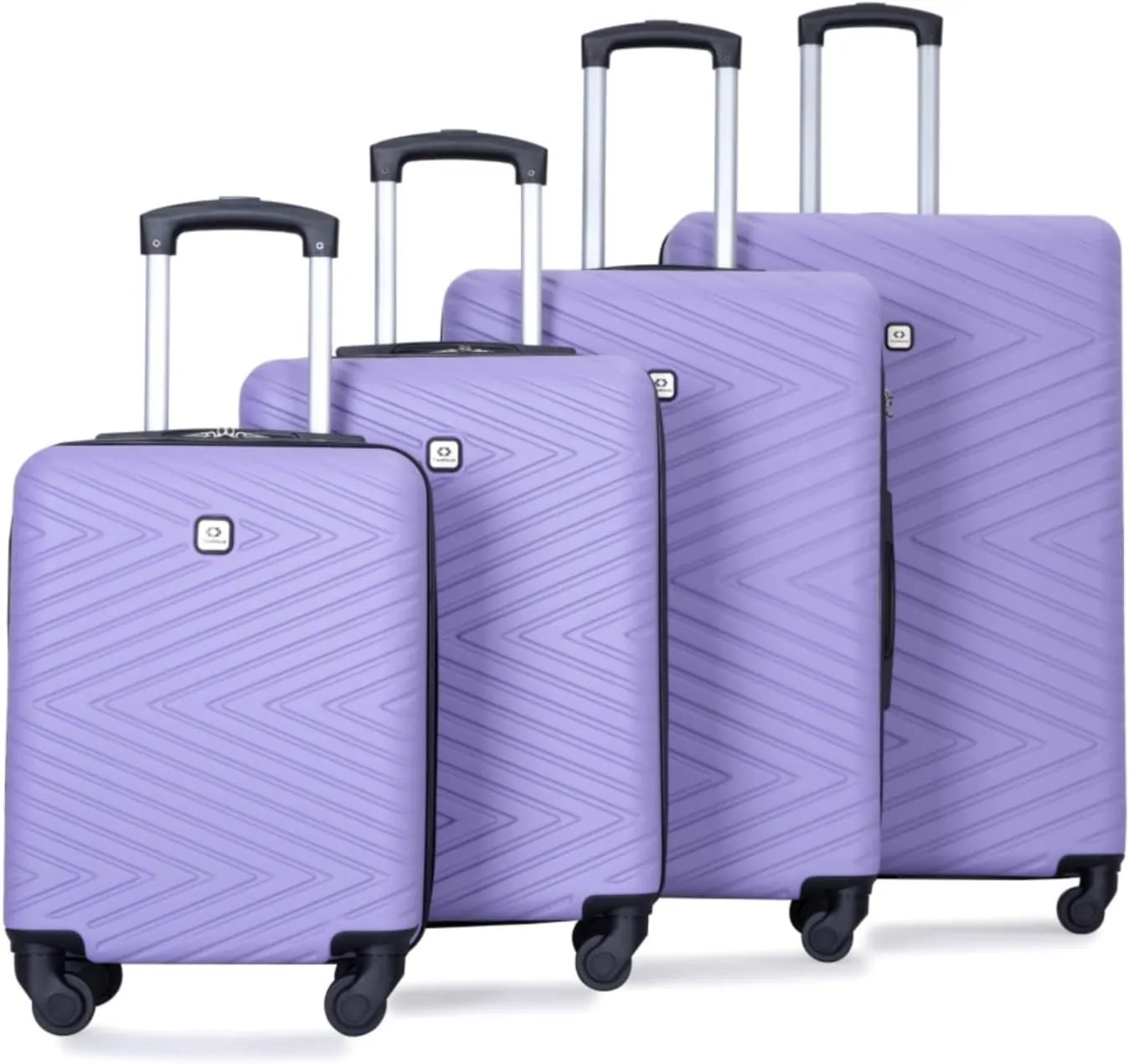 4-Piece ABS Luggage Set (16"/20"/24"/28") - Lightweight Hardshell Suitcases with Lock & 360 Spinner Wheels - Carry-On & Checked Luggage (Light Purple   ABS)
