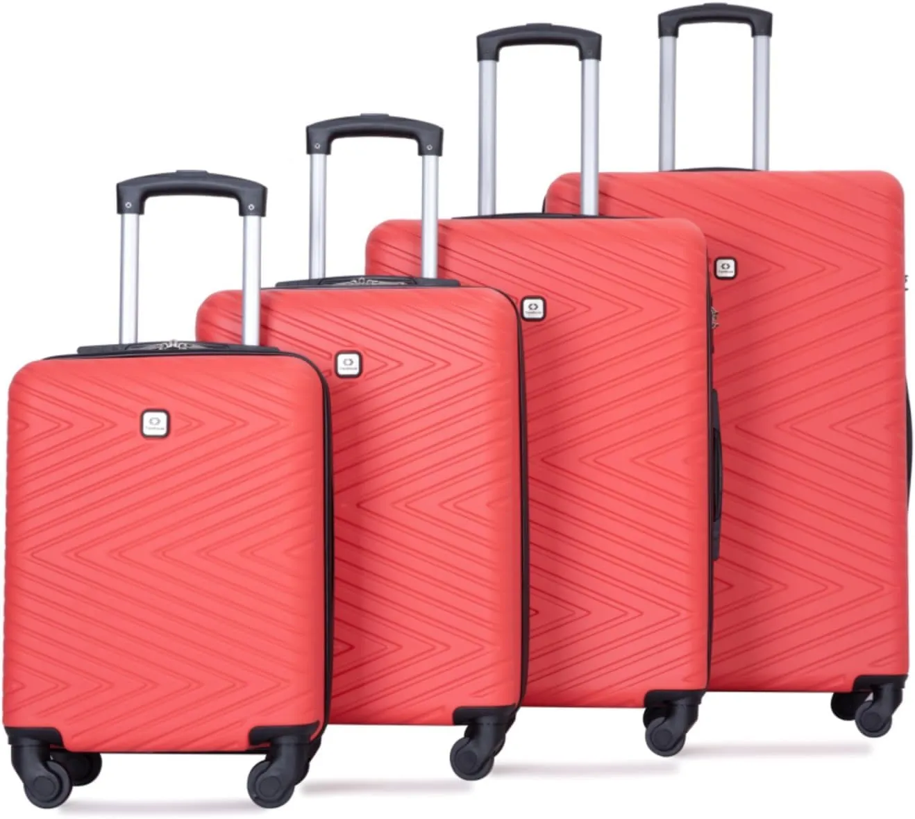4-Piece ABS Luggage Set (16"/20"/24"/28") - Lightweight Hardshell Suitcases with Lock & 360 Spinner Wheels - Carry-On & Checked Luggage (Red   ABS)