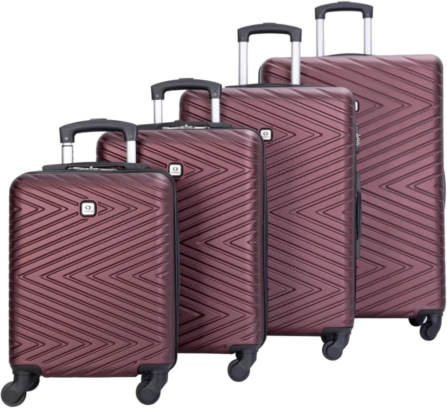 4-Piece ABS Luggage Set (16"/20"/24"/28") - Lightweight Hardshell Suitcases with Lock & 360 Spinner Wheels - Carry-On & Checked Luggage (WINE RED   ABS)