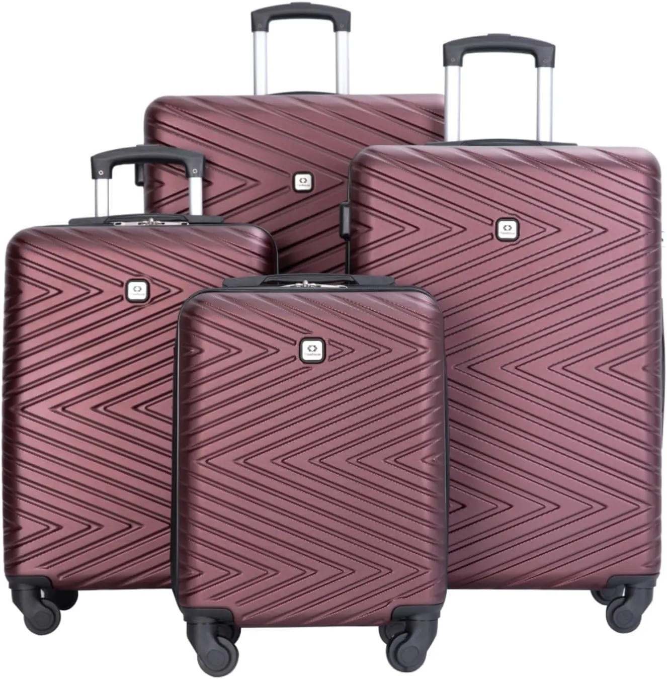 4-Piece ABS Luggage Set (16"/20"/24"/28") - Lightweight Hardshell Suitcases with Lock & 360 Spinner Wheels - Carry-On & Checked Luggage (WINE RED   ABS)