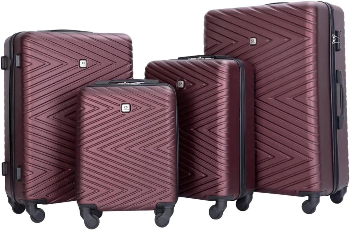 4-Piece ABS Luggage Set (16"/20"/24"/28") - Lightweight Hardshell Suitcases with Lock & 360 Spinner Wheels - Carry-On & Checked Luggage (WINE RED   ABS)