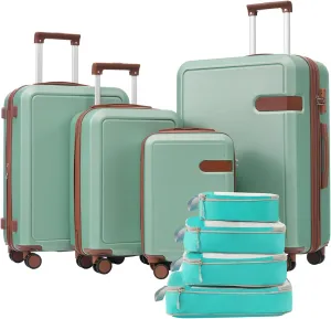 4 Piece Luggage Set With Compression Packing Cubes for Suitcase - Expanable Spinner Wheels, Lightweight Suitcase With TSA Lock, 16"   20"   24"   28"