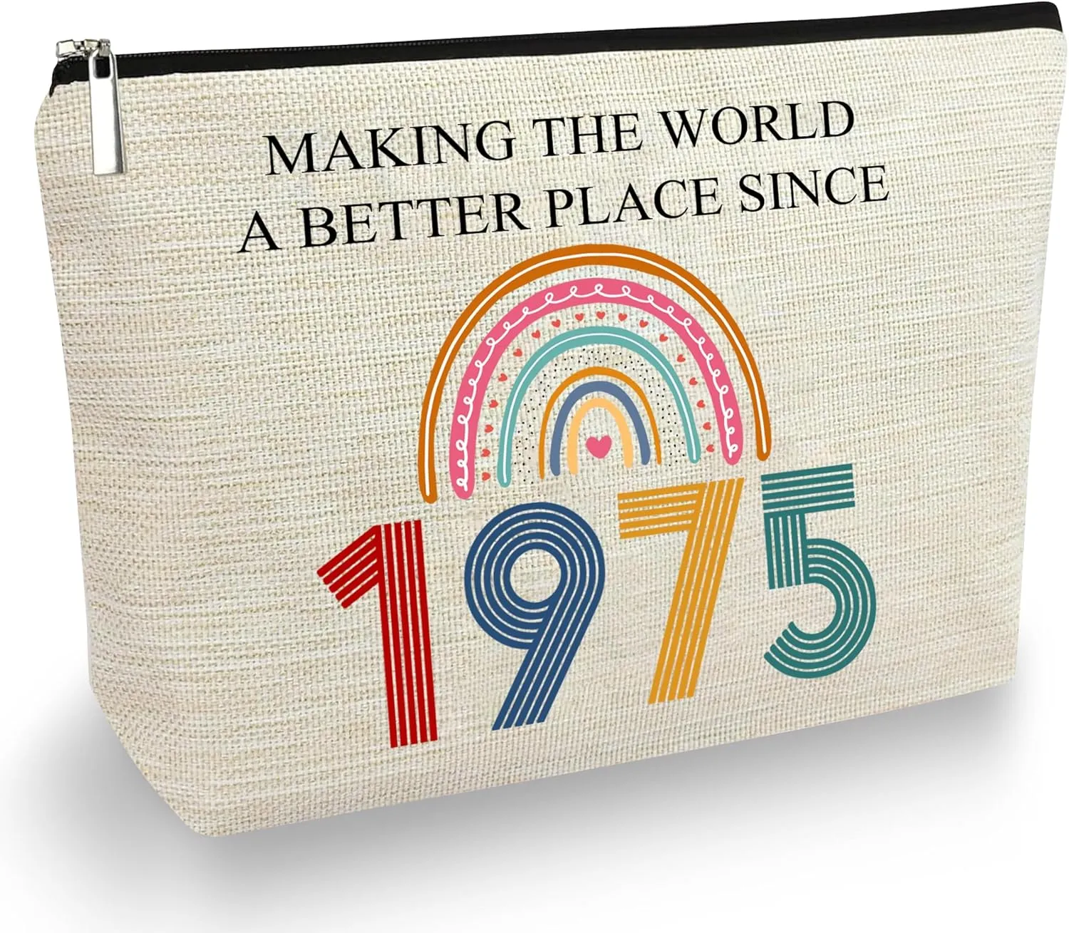 50th Birthday Gifts For Her, Women  Gifts for 50th Birthday  Mothers Day Bags For Woman  50th Bday Decorations For Sister, Female, Friends  1975 Canvas Makeup Bag  Turning 50th Gift