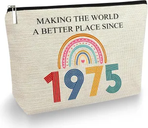 50th Birthday Gifts For Her, Women  Gifts for 50th Birthday  Mothers Day Bags For Woman  50th Bday Decorations For Sister, Female, Friends  1975 Canvas Makeup Bag  Turning 50th Gift