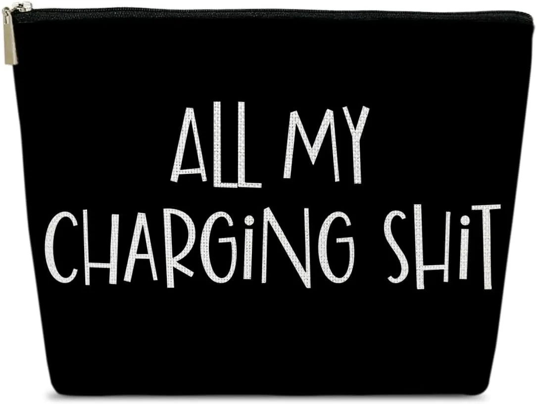 All My Charging Shit Makeup Bag, Travel Gifts for Women Female Best Friend, Cosmetic Bag for Small Travel Accessories, Girls Trip Gifts Favors