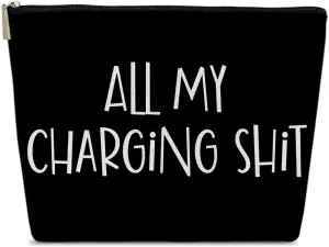All My Charging Shit Makeup Bag, Travel Gifts for Women Female Best Friend, Cosmetic Bag for Small Travel Accessories, Girls Trip Gifts Favors