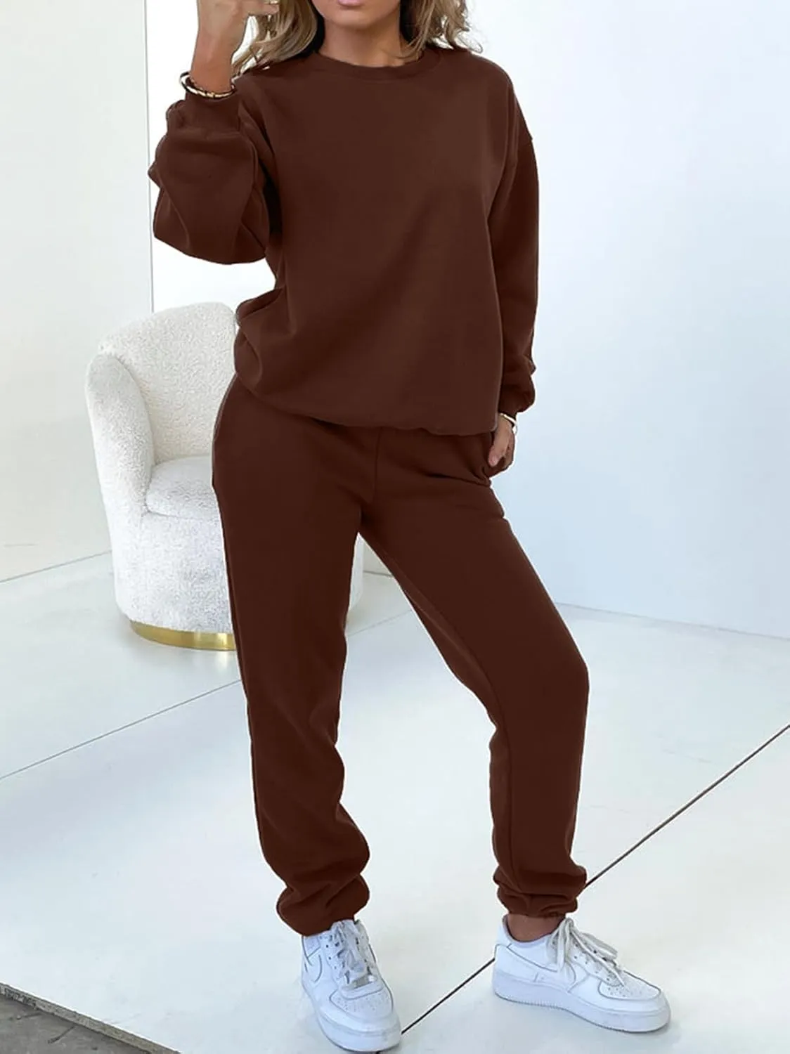 Alunzoem Jogger Sets for Women 2 Piece Sweatsuit Outfits Long Sleeve Pullover Sweatshirt Pants Set Tracksuit