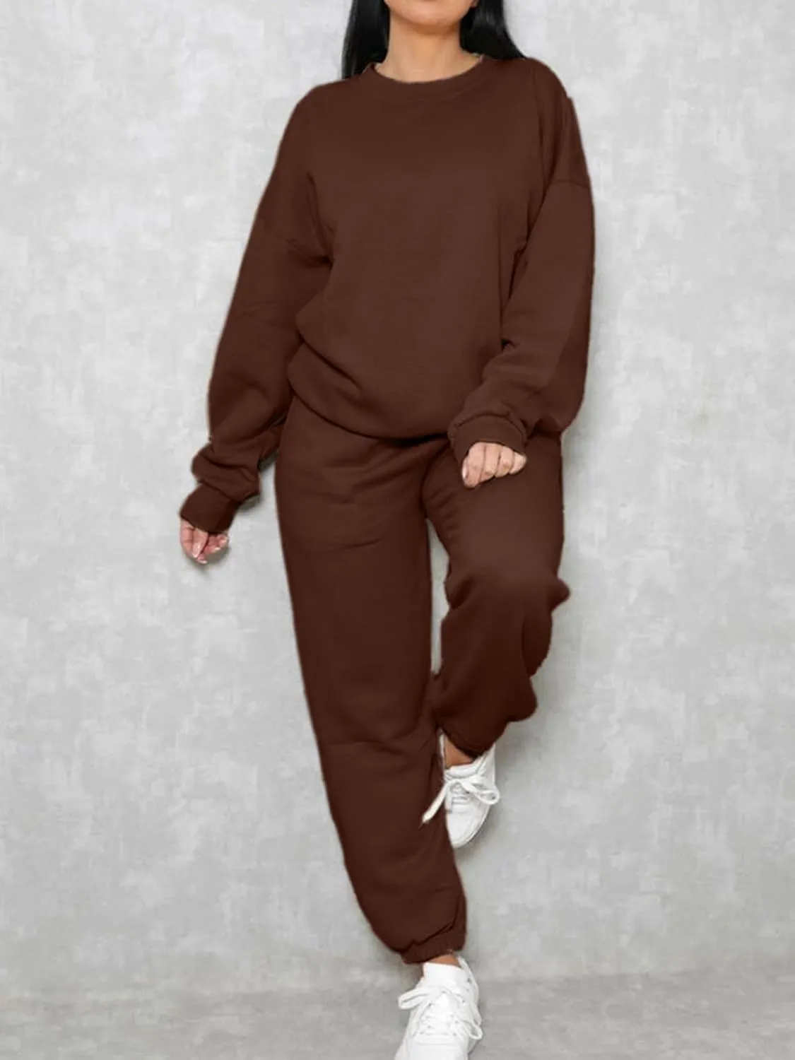 Alunzoem Jogger Sets for Women 2 Piece Sweatsuit Outfits Long Sleeve Pullover Sweatshirt Pants Set Tracksuit
