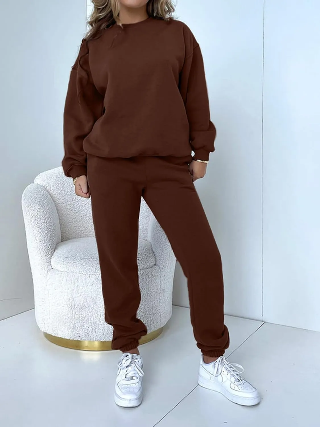 Alunzoem Jogger Sets for Women 2 Piece Sweatsuit Outfits Long Sleeve Pullover Sweatshirt Pants Set Tracksuit