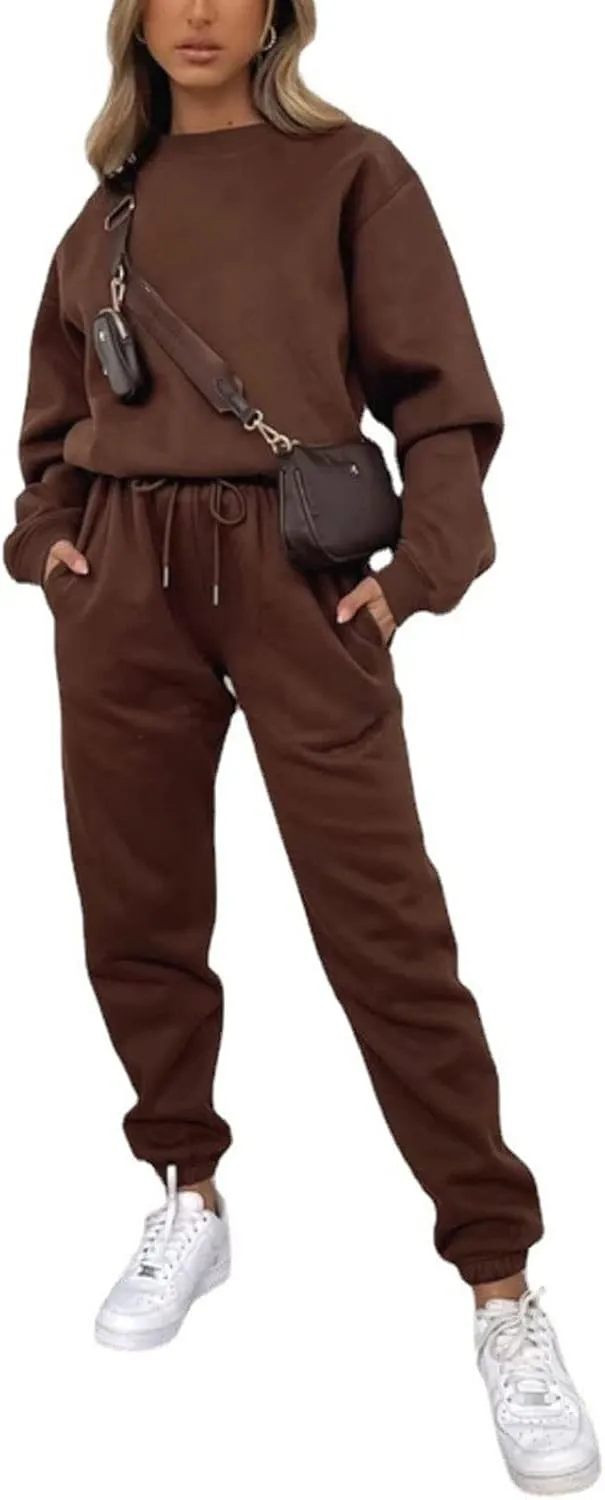 Alunzoem Jogger Sets for Women 2 Piece Sweatsuit Outfits Long Sleeve Pullover Sweatshirt Pants Set Tracksuit