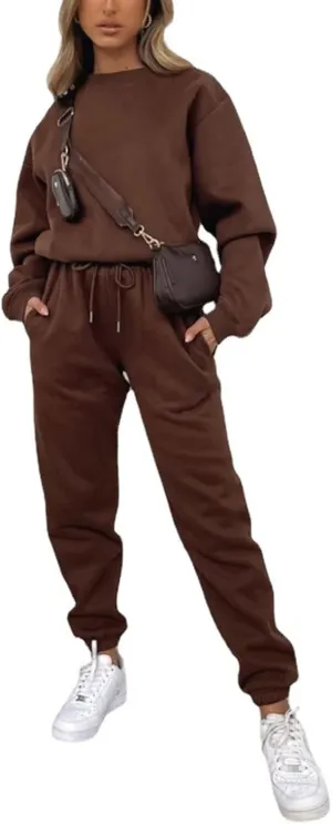 Alunzoem Jogger Sets for Women 2 Piece Sweatsuit Outfits Long Sleeve Pullover Sweatshirt Pants Set Tracksuit