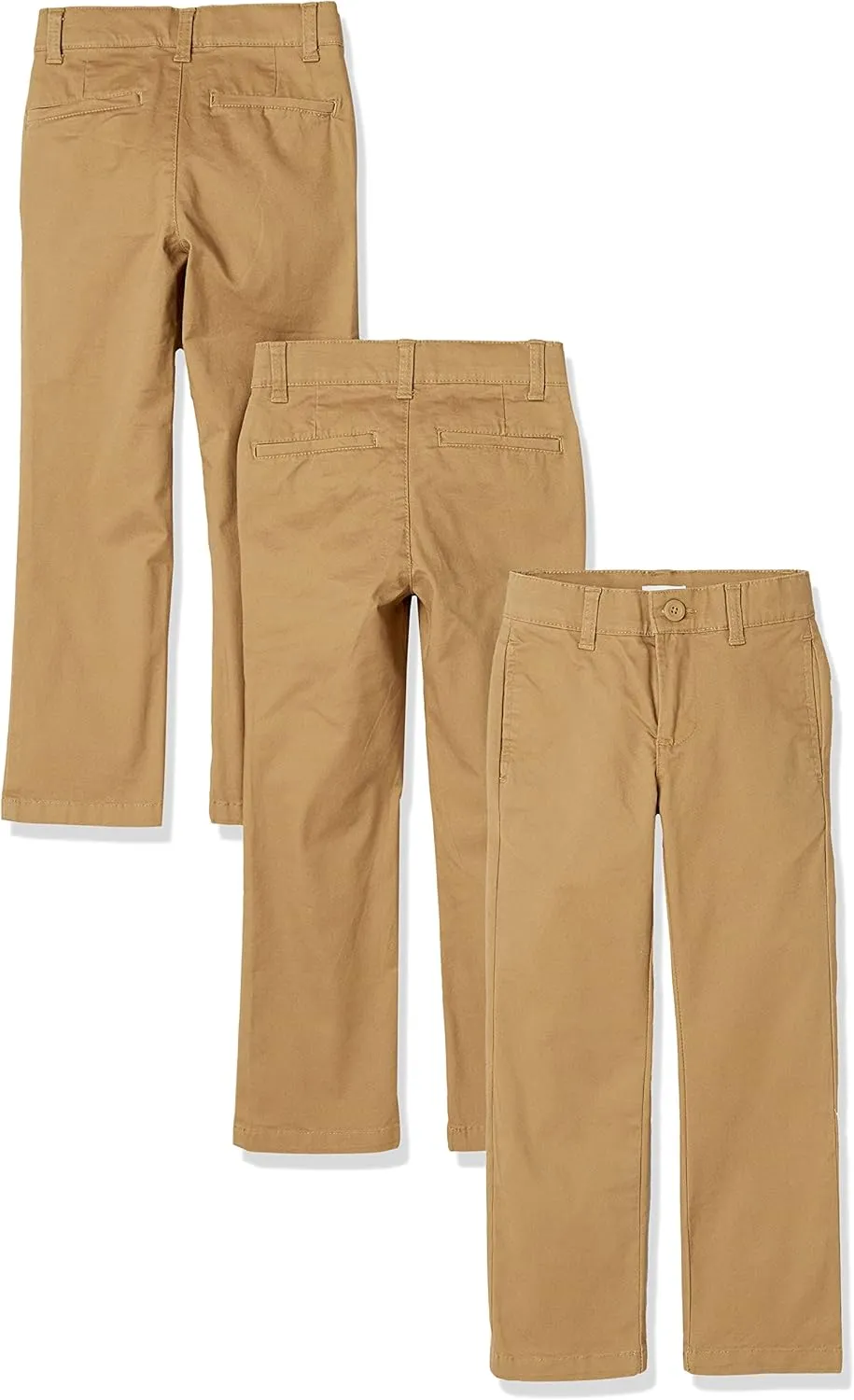 Amazon Essentials Boys and Toddlers' Uniform Straight-Fit Flat-Front Chino Khaki Pants, Multipacks