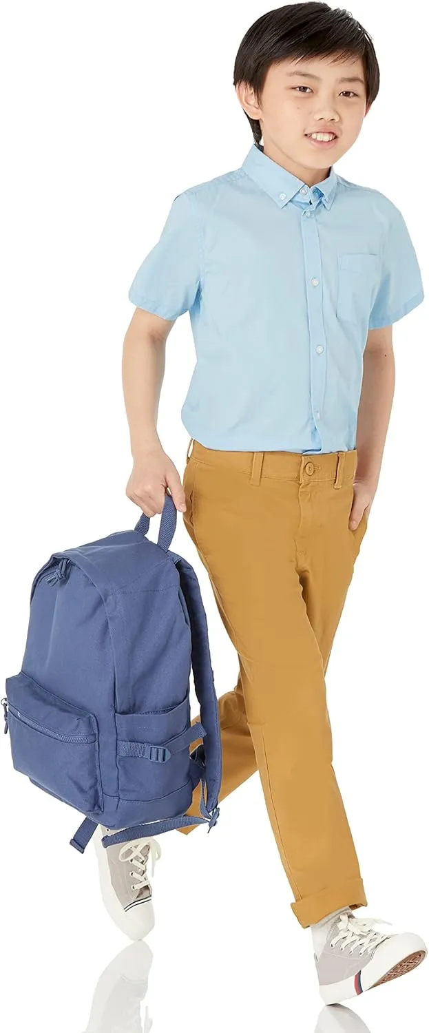 Amazon Essentials Boys and Toddlers' Uniform Straight-Fit Flat-Front Chino Khaki Pants, Multipacks