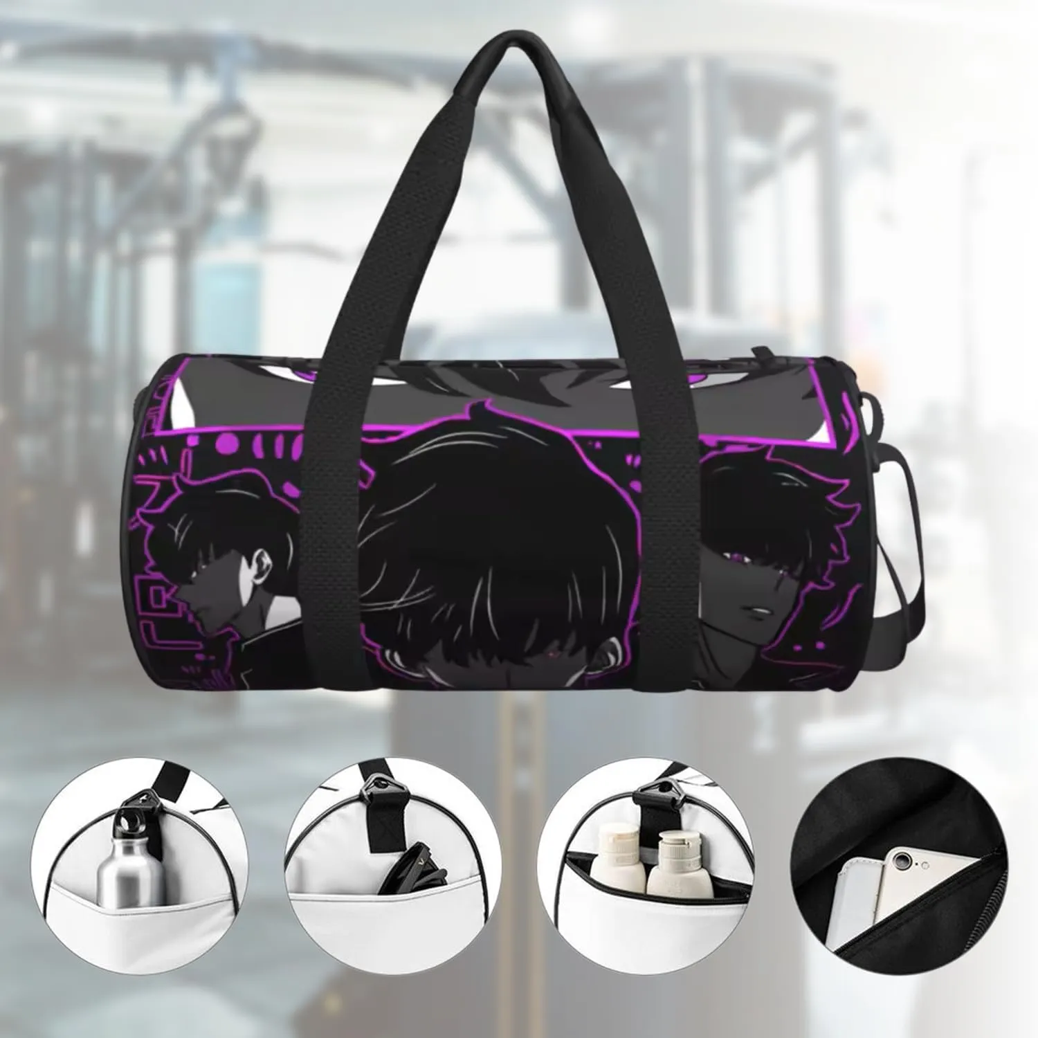 Anime Gym Bag for Women Men - Large Capacity Waterproof Workout Fitness Travel Sports Bags Fashion Street Camping Weekender Expandable Carry On Duffle Bag For Couple (F1)