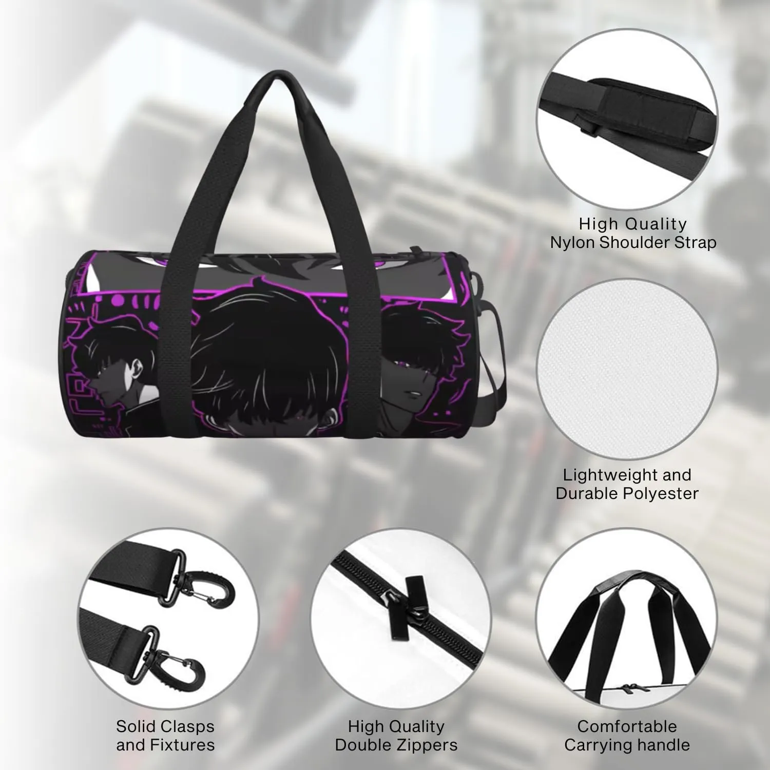 Anime Gym Bag for Women Men - Large Capacity Waterproof Workout Fitness Travel Sports Bags Fashion Street Camping Weekender Expandable Carry On Duffle Bag For Couple (F1)